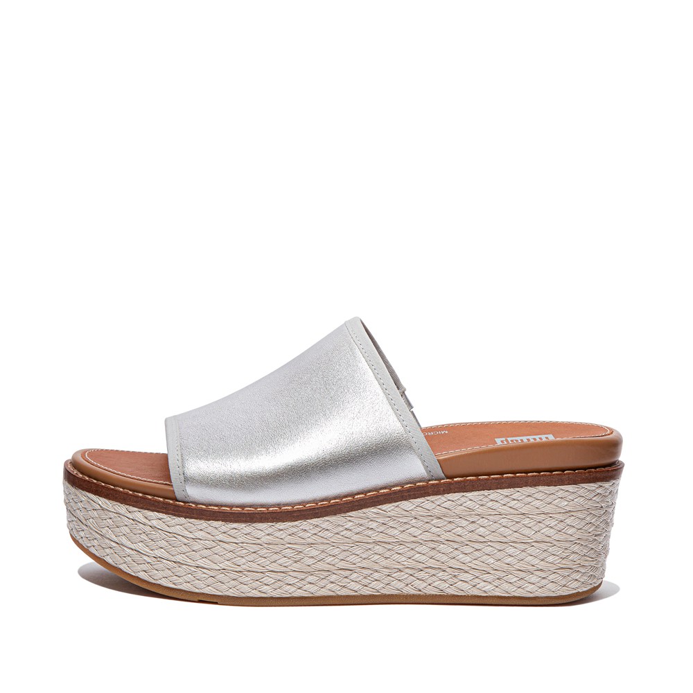 Fitflop Womens Wedge Silver - Eloise Mixed-metallics Slides - 50XPKOYJG